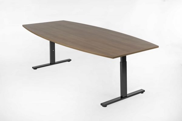 Tonvormige tafel noten blad, zwart frame