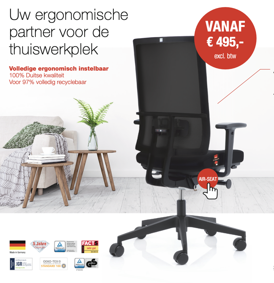 Aanbieding! Köhl ergonomische bureaustoel €569,- De Kantoormeubilair